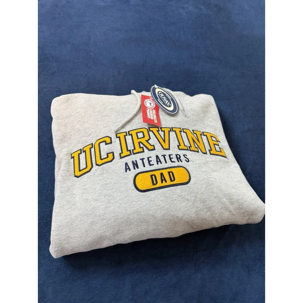Ouray UC Irvine Anteaters Dad Embroidered Pullover Hoodie Heather Gray Mens M